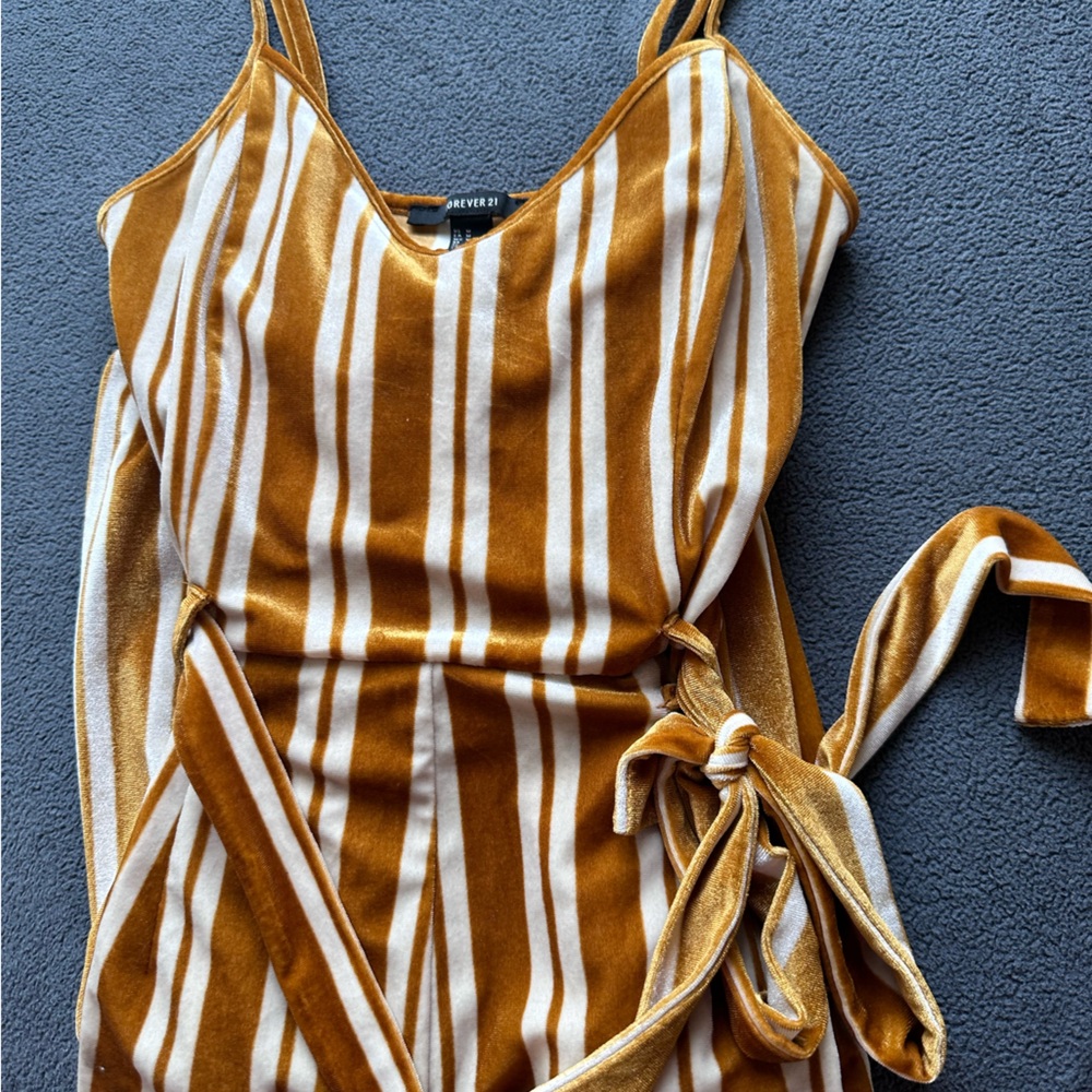 Striped Velvet Jumpsuit - Medium
